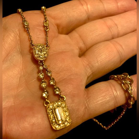 GIVENCHY Designer Gold Plated Cubic Zirconia Crystal Woman’s Necklace Luxury - Picture 4 of 12